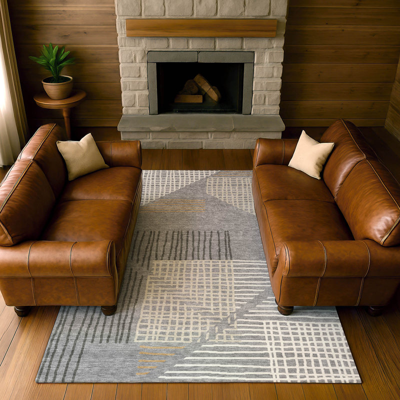 Premium Machine Washable Mayfield AMF2270 Striped Rug, Gray, 8' x 10'