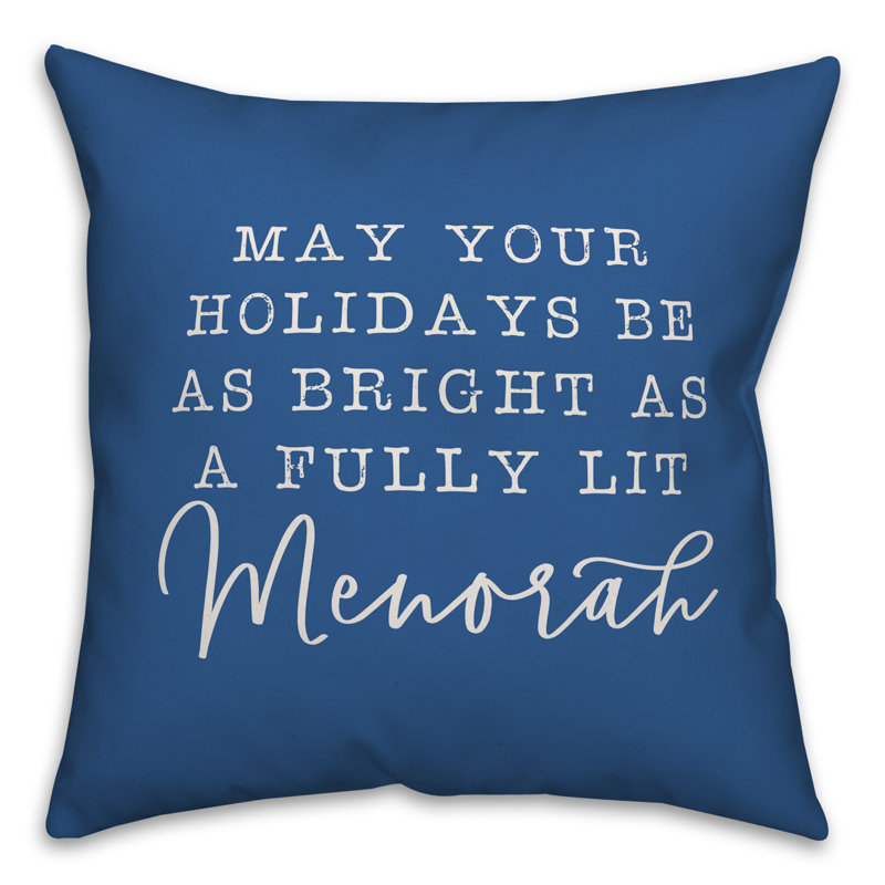  Housse de coussin entièrement éclairée Menorah, 16 po x 1 po, Polyester/ Bourre en polyester