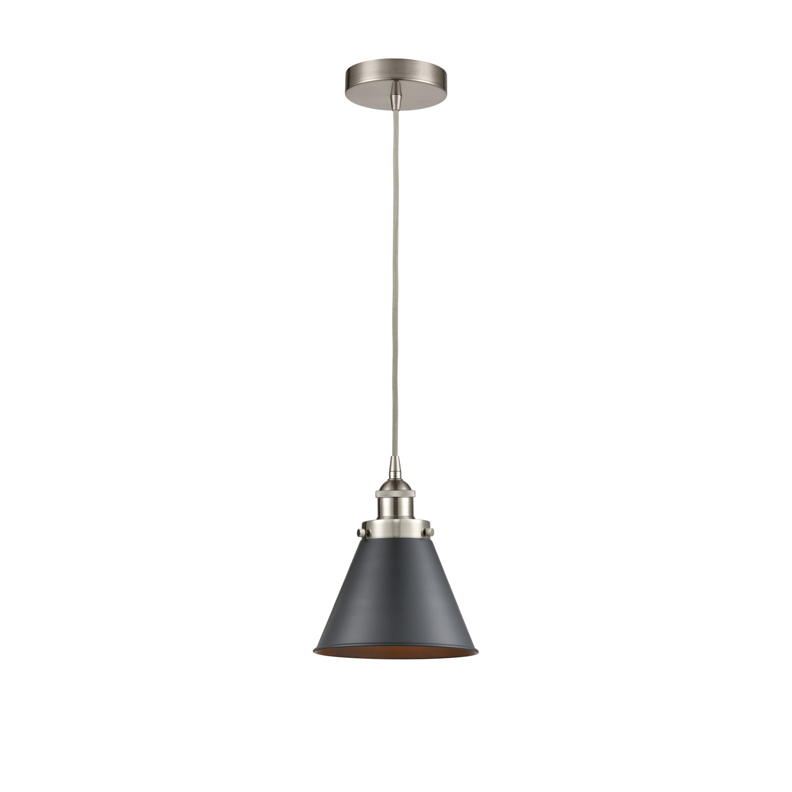 Rouvin Single Light Metal Dimmable Pendant, Brushed Satin Nickel