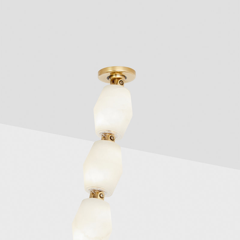 Sean Lavin Collier 240 Chandelier in Polished Nickel with Alabaster shade, 3000K, 257.8" H x 2" W x 2" D, Polished Nickel