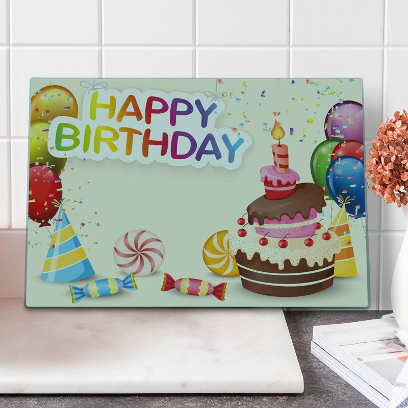 Ambesonne Cartoon Cutting Board Large Size Colorful Party Elements Multicolor