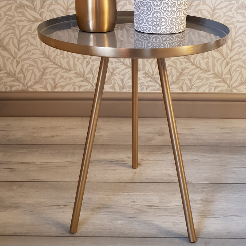 Roger Tray Top End Table, Brass, Grey