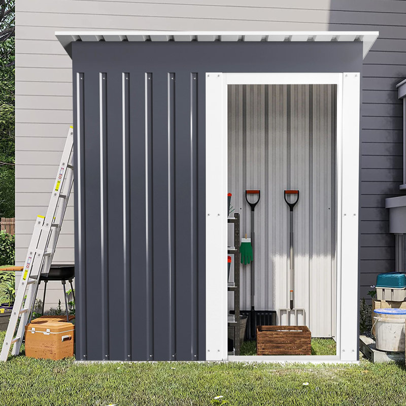 Black Galvanized Steel Garden Tool Shed