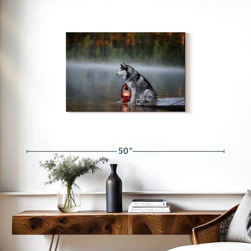 Bramky Husky sur le quai du lac, H 20 po x l 30 po