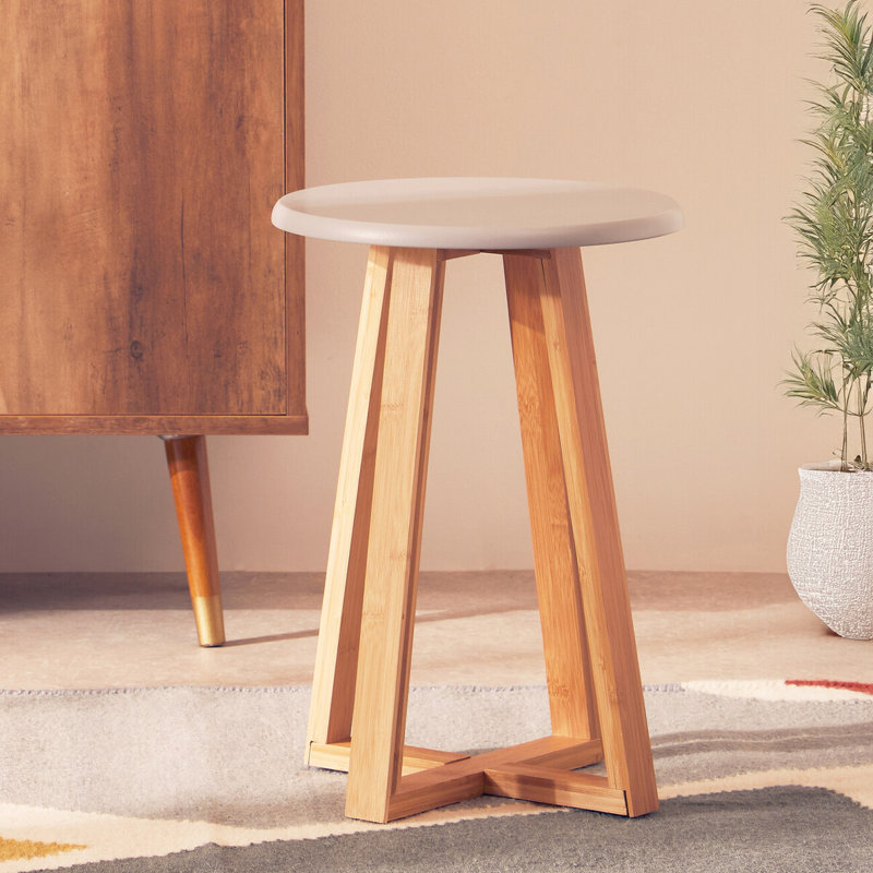 Adair Solid Wood Accent Stool, Grey