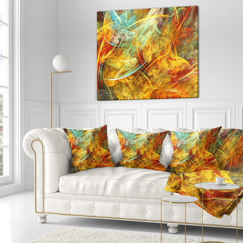 Swirling Clouds - coussin imprimé abstrait, Orange, 16 po x 16 po, Carré
