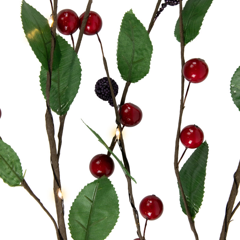 Faux Berry/Cranberry/Leaf Branch