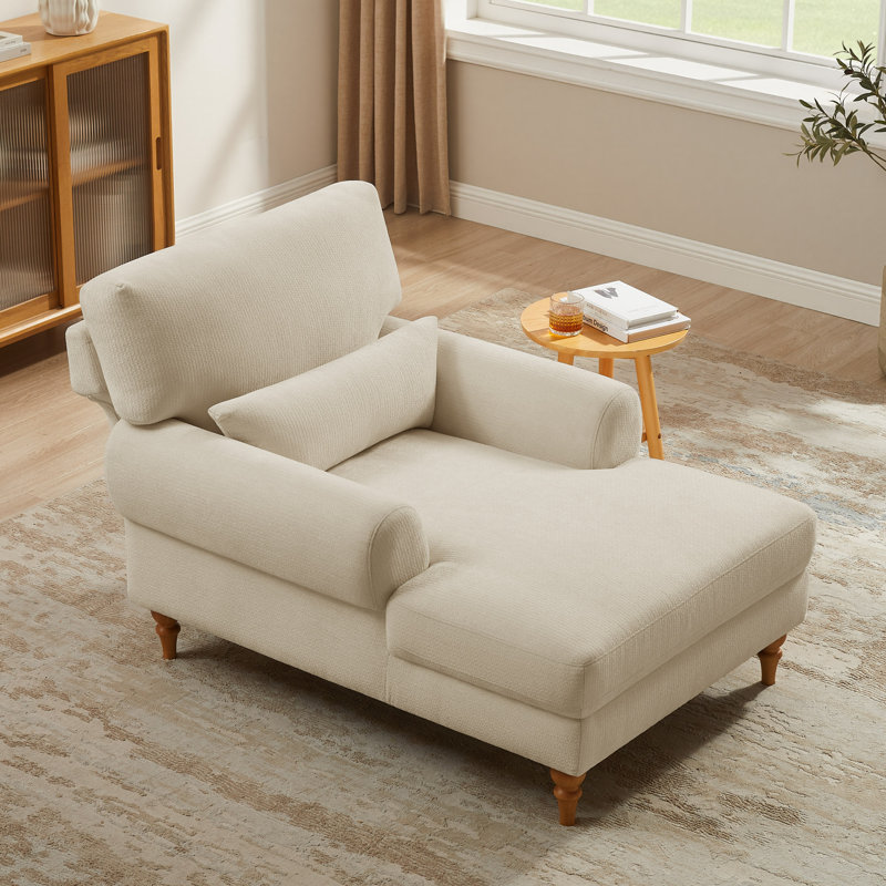 Chaise longue rembourrée avec dossier réglable Jazier, Crème