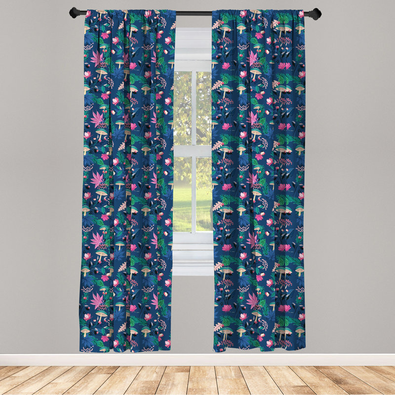 Botany Floral Semi-Sheer Rod Pocket Curtain Panels, 28" x 84"