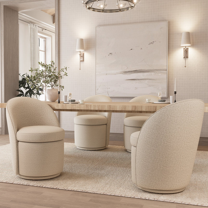 Chaises de salle à manger rembourrées en tonneau, chaises de cuisine pivotantes en tissu Boucle, chaises d'appoint à oreilles, fauteuils de coiffeuse