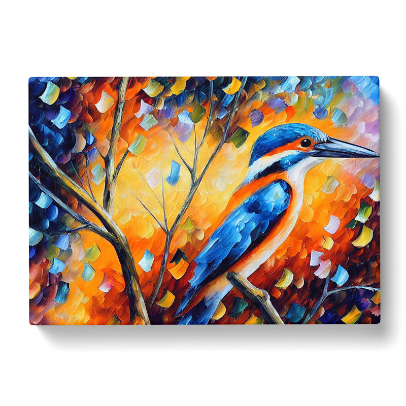 Kingfisher Bird Vol.5 Abstract - Wrapped Canvas, 50cm H x 76cm W x 3cm D