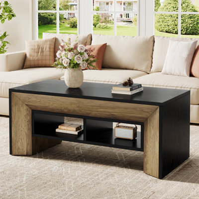 Rectangular Coffee Table with 2-Tier Storage