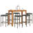 Wildon Home® 7 Piece Patio Bar Set Gray Solid Wood Acacia And Poly Rattan-146899654-146899649