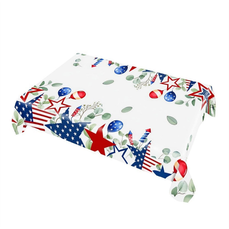 Eucalyptus Patriotic Tablecloth 60 x 120 inch Red White Blue for Memorial Day Brunch