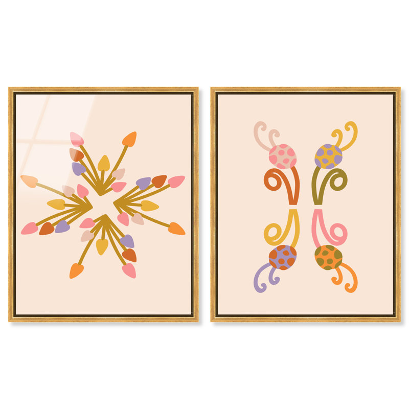 «Whimsical Floral Harmony», ensemble de décorations murales imprimées en acrylique encadrées par Art Remedy, cadre blanc, 20 x 24