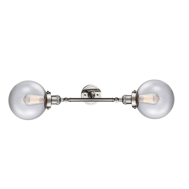 Clementina 2 - Light Dimmable Vanity Light, Clear, 60 Watt Vintage Incandescent Bulb, Polished Nickel