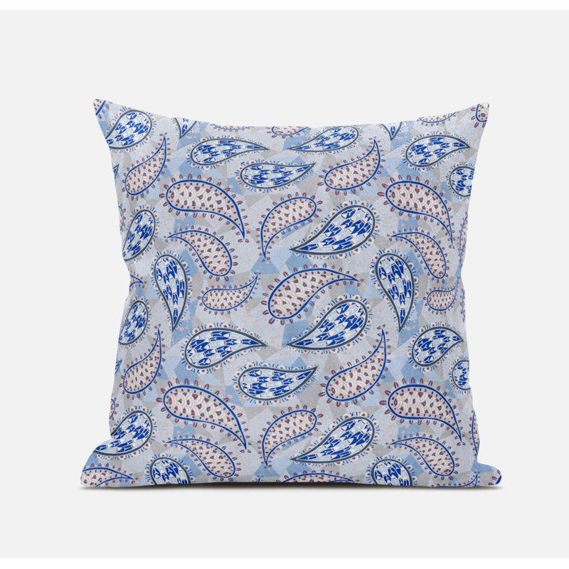 Coussin à fermeture à glissière On, 16" x 16", Bleu et noir