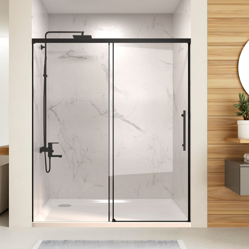 56-60" Wide X 72" High  Single Sliding Shower Door With Clear Glass