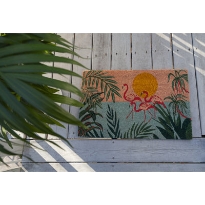 Tapis pour porte d'extérieur Flamingo Lagoon 28 po x 17 po