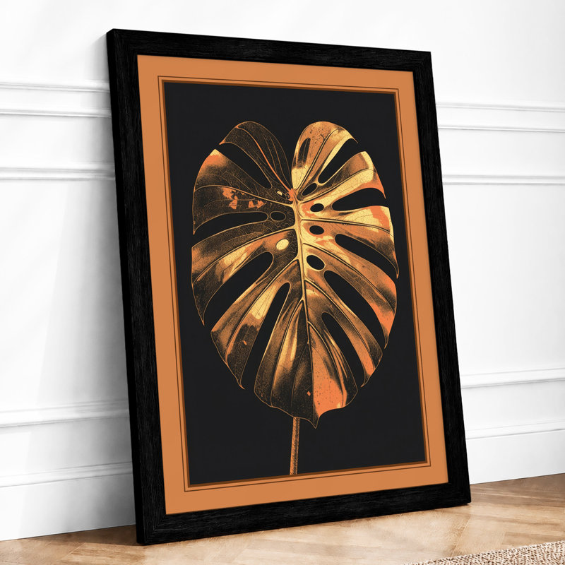 Gilded Monstera Botanical - Framed Print, A1 - 84.1 x 59.4 cm, Black