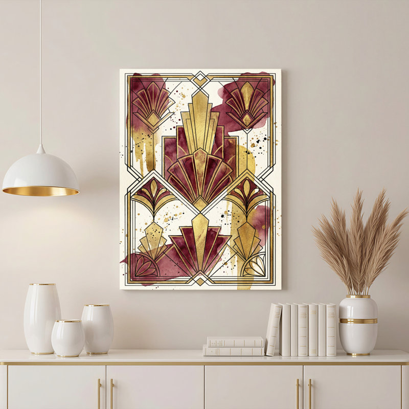 Ensemble de 1 tableau sur toile à motif géométrique Art déco, H 36 po x l 24 po