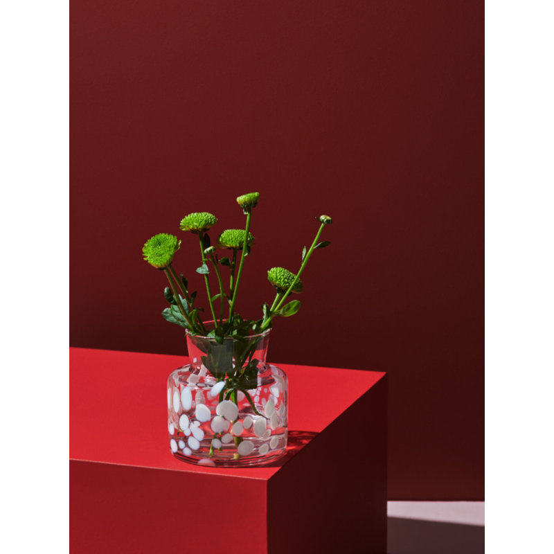 Meadow Glass Table Vase, 4.5" H x 4.3" W x 4.3" D, White/Ivory