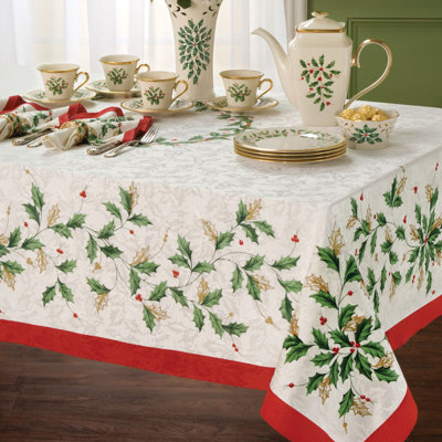 Lenox Holiday Tablecloth, Ivory - 60"W x 120"L