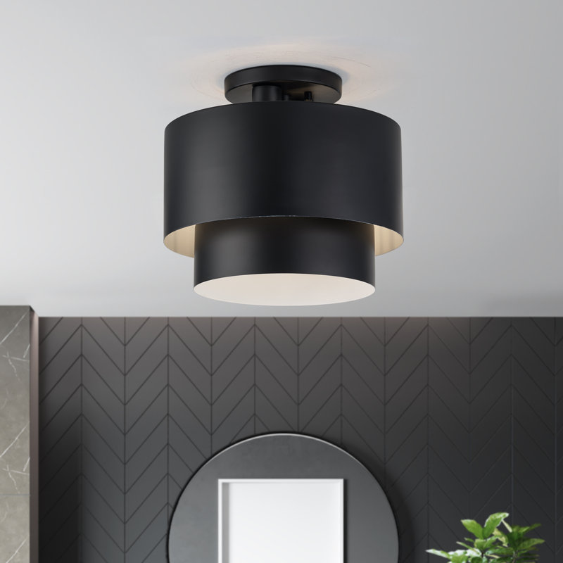 Acklin 2 Light Black Medium Semi-flush, Black, Matte Black