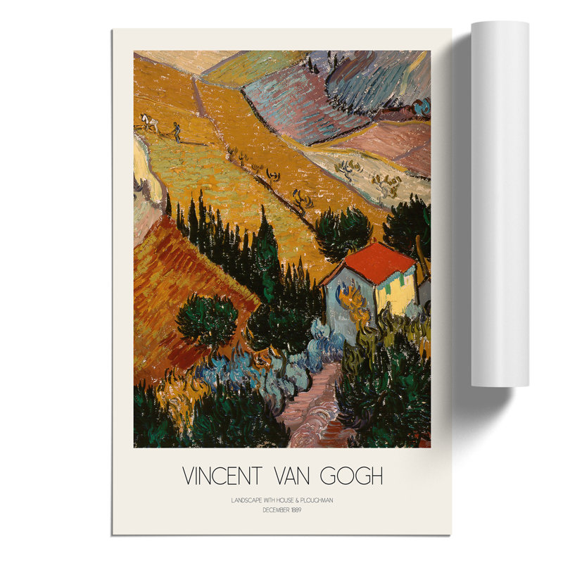 Landscape With Border by Vincent Van Gogh - No Frame Painting, 30cm H x 21cm W x 0.1cm D