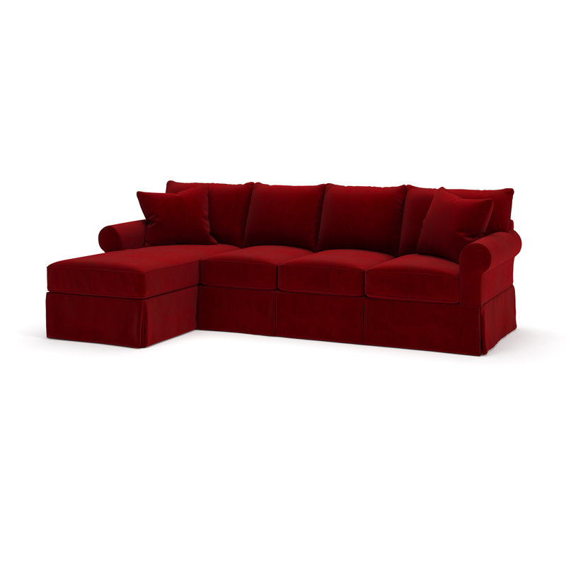 Amari Slipcovered Sectional with Sleeper Sofa, Left Hand Facing, Bella Ruby Performance Velvet