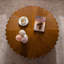 Table basse ronde cylindrique à cannelures, tables basses Mid Century
