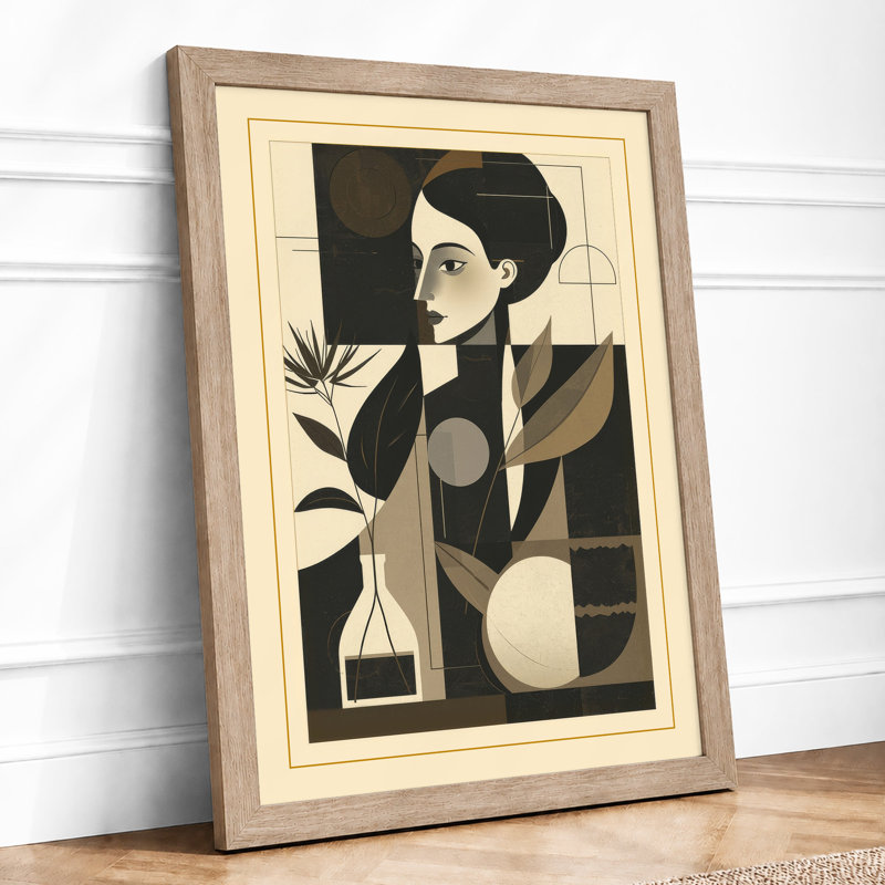 Woman In Profile Art Deco - Print, A2 - 59.4 x 42.0 cm, Oak