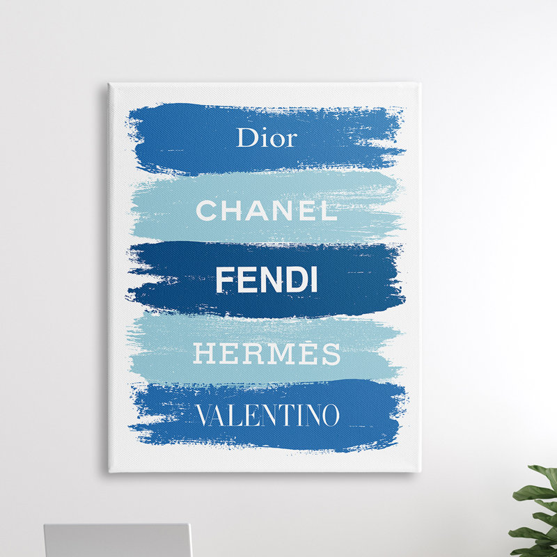 «Blue Denim Brush Strokes Glam», art textuel, Toile tendue, H 20 po x l 16 po