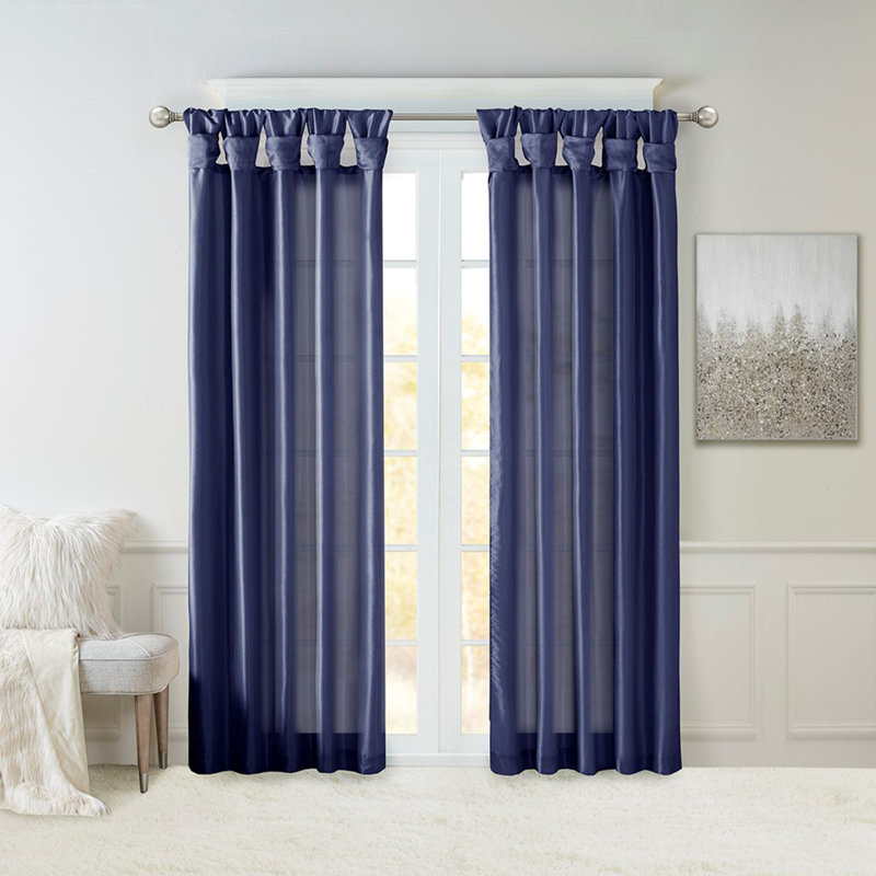 Twist Tab Lined Window Curtain Panel For Enhanced Privacy And Elegant Drapability, 50X108 Inches, 50.02" W x 108.03" L, Navy