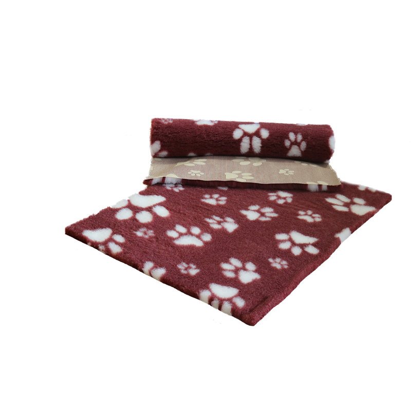 Vet Fleece Bedding | Non-Slip Multi-Paws Vet Bed O Animal Print Fleece Pet Bed, 3cm H x 91cm W x 91cm D, Heather/White