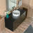 WOODBRIDGE 48" Modern Bathroom Vanity with Round Ceramic Vessel Sinks & Black Engineered Stone Top, Matte Black Lacquer Finish and Gold Accents, Slim Frame Design, and Sleek Space-Saving Profile.