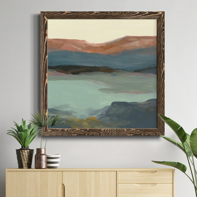 Coastal Coral I - peinture sur toile encadrée, H 27,5 po x l 27,5 po x P 1,5 po, Cadre noyer
