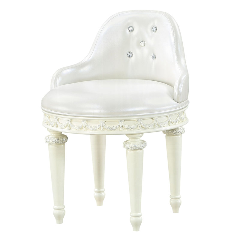 Siège de meuble-lavabo élégant avec base pivotante et dossier pour la chaise pivotante Elegance, mousse de beauté et revêtement élégant
