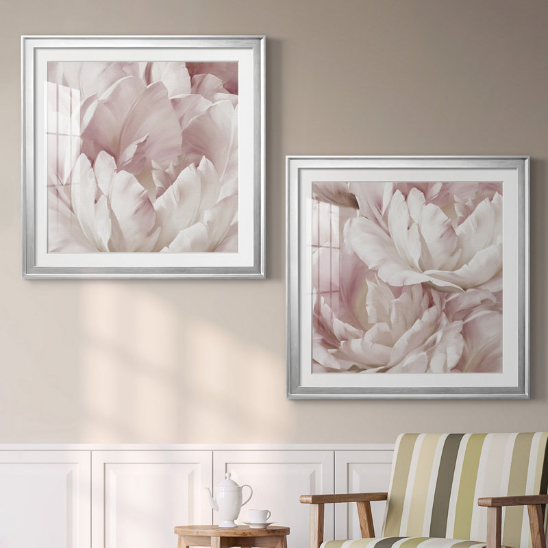Intime Blush III - ensemble de 2 reproductions d'art, Impression encadrée avec passe-partout, H 30,5 po x l 61 po, Silver