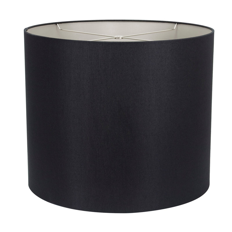 Drum Lamp Shade, 16" H x 19" W x 19" D, Black/Silver