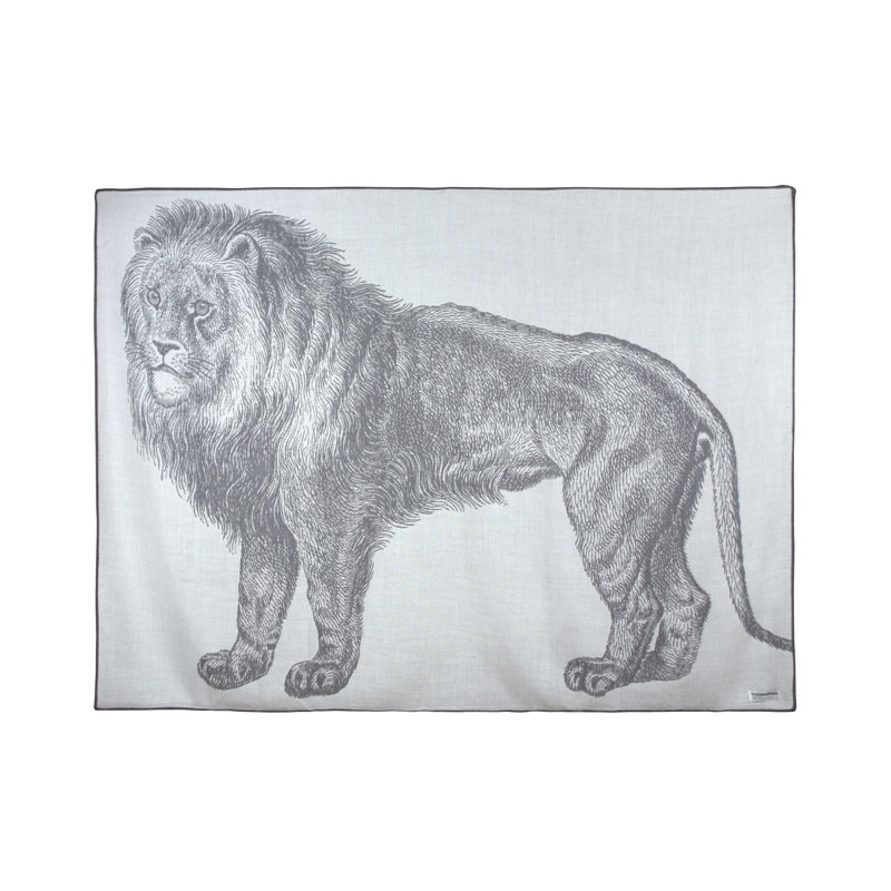 Jeté en laine lion, Anthracite
