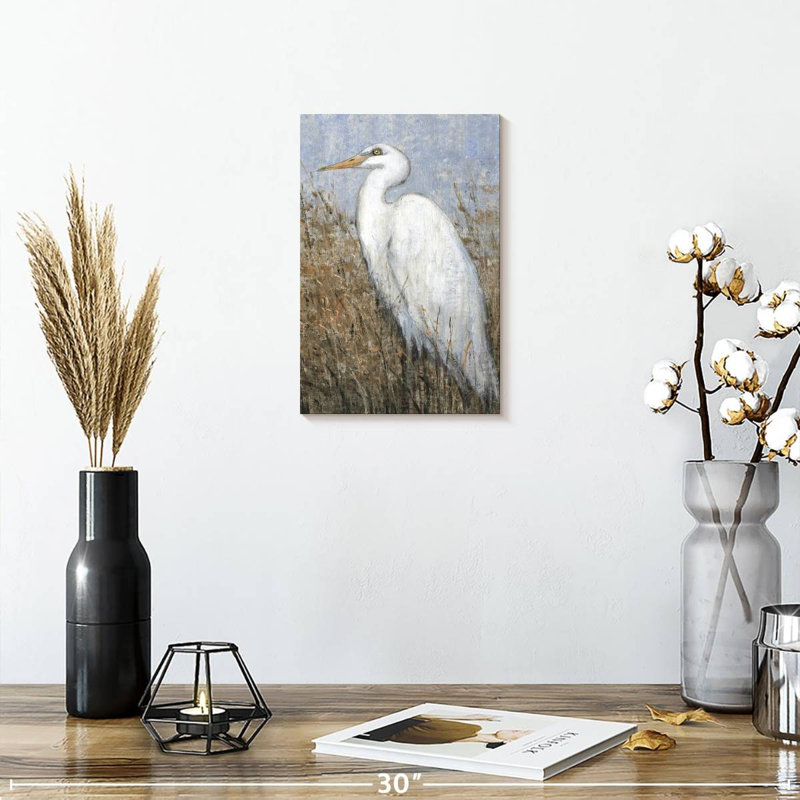 Brampt White Heron II, 12" H x 8" W