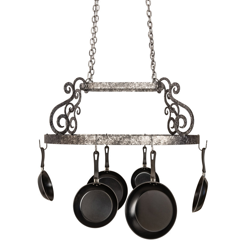 38" Long Neo 6 Light Pot Rack, Gray, 68" H x 24" W x 38" D