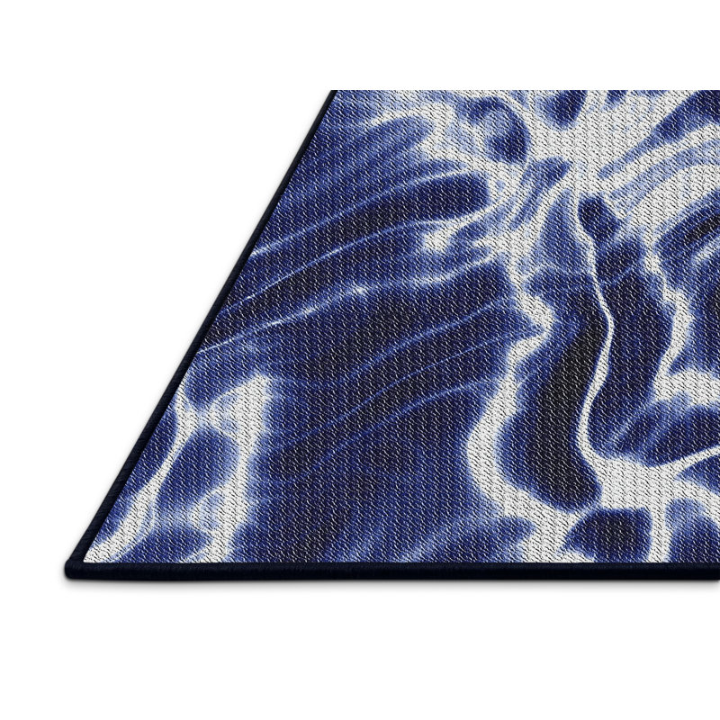 Bleu marine abstrait Tapis décoratif, Rectangle 2 pi x 3 pi