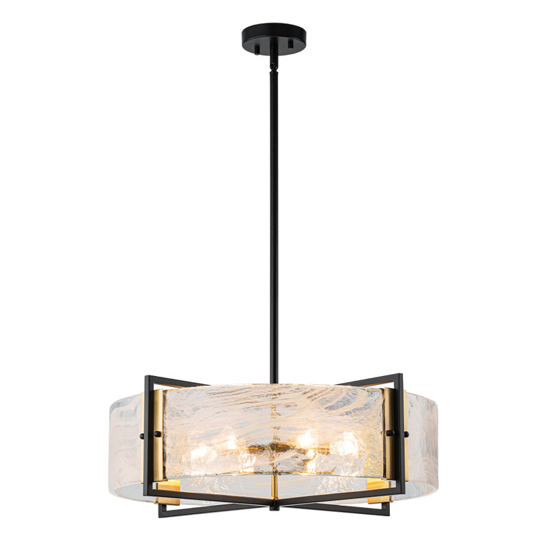 Modern 6-Light Cloud Glass Drum Chandelier