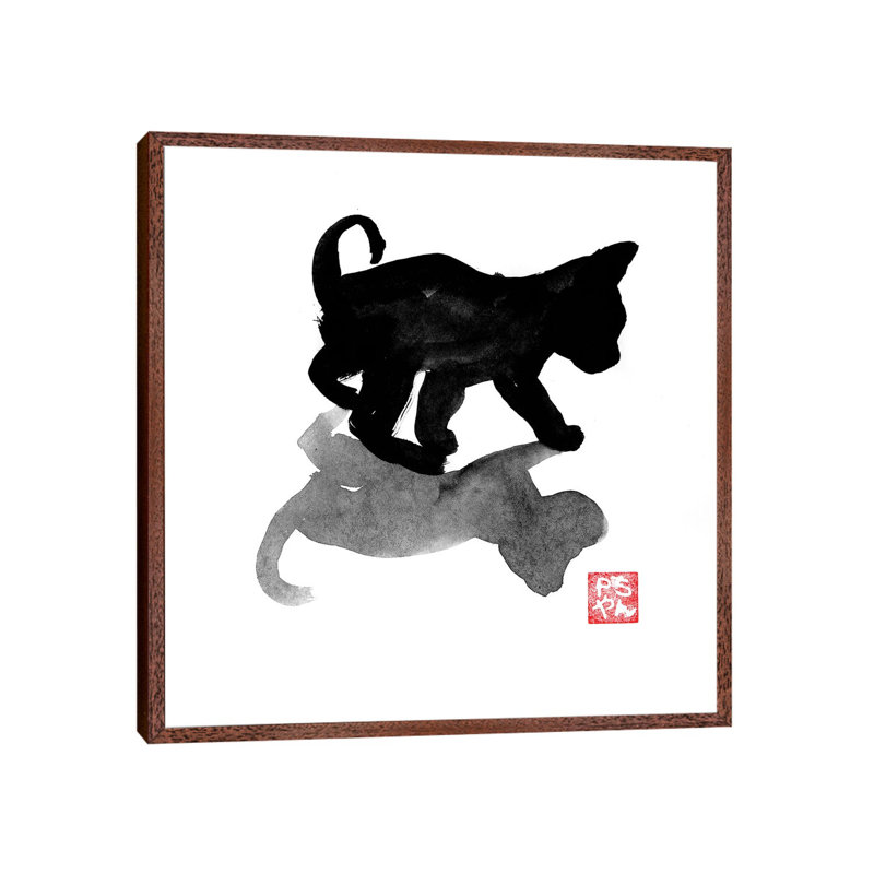 Small Cat I by Péchane - Print on Canvas, Classic Brown Wood Framed, 45.72 cm H x 45.72 cm W x 3.175 cm D