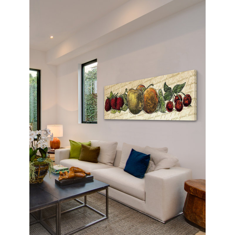 Green and Red Fruit Canvas Wall Art, 30" x 10"