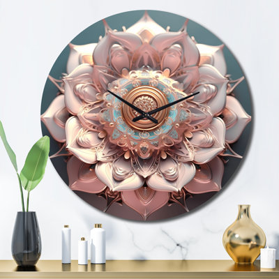 Horloge murale exquise en or rose Lotus Mandala IV