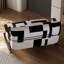Chaise berçante à deux places en coton et lin noir et blanc