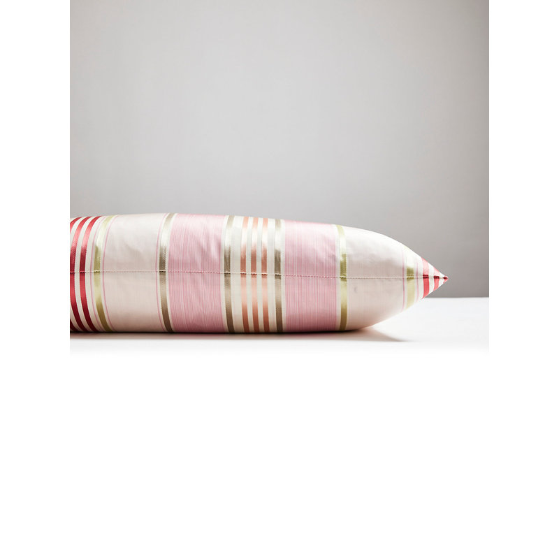 Charlotte Striped Silk Reversible Throw Pillow, Blush